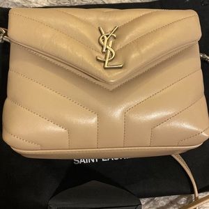 Saint Laurent Mini Loulou Matelassé tan Leather Crossbody Bag and dust bag